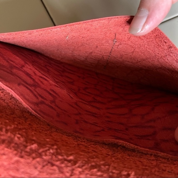 Leather Clutch Wallet in Red Brick - Picture 7 of 8